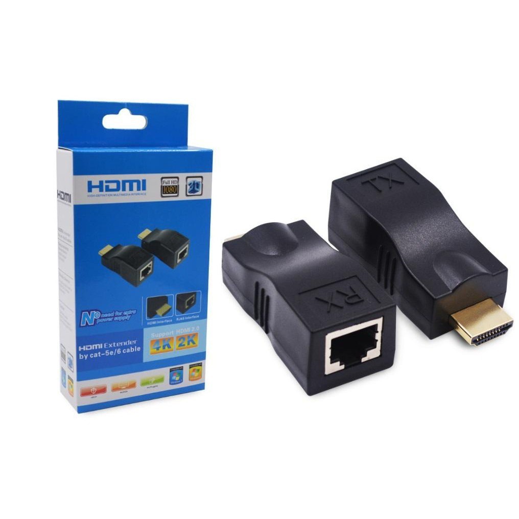 (ĐEN) - 4K HD Extender 30M (Nối Dài HDMI Chuẩn 4K bằng Dây LAN 30m)