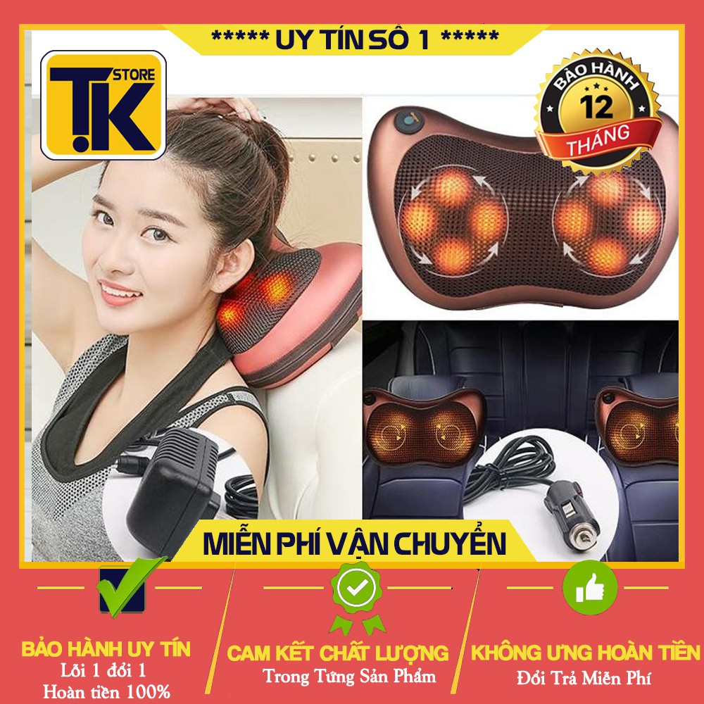 [Hàng Nội Địa] Gối massage hồng ngoại 8 bi cao cấp, gối matxa hồng ngoại 8 bi cao cấp - Bảo hành 12 tháng