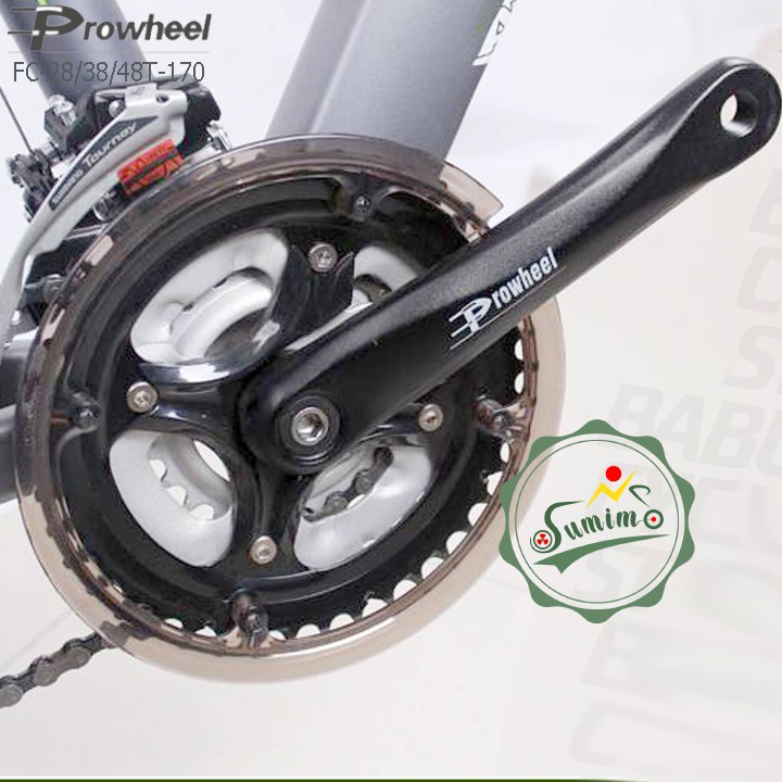 Giò dĩa xe đạp - Đùi dĩa Prowheel nhôm 3 tầng 28/38/48T-170mm cốt vuông