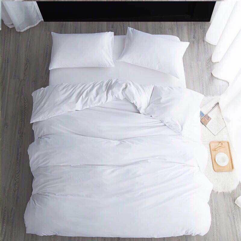 Bộ chăn ga gối cotton poly Emmibedding Store - trắng tinh (hàng khách sạn) giá tốt
