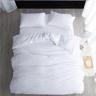 Bộ Chăn Ga - Drap Giường Cotton Poly Gemmadecor, Trắng Tinh (Hàng Khách Sạn)