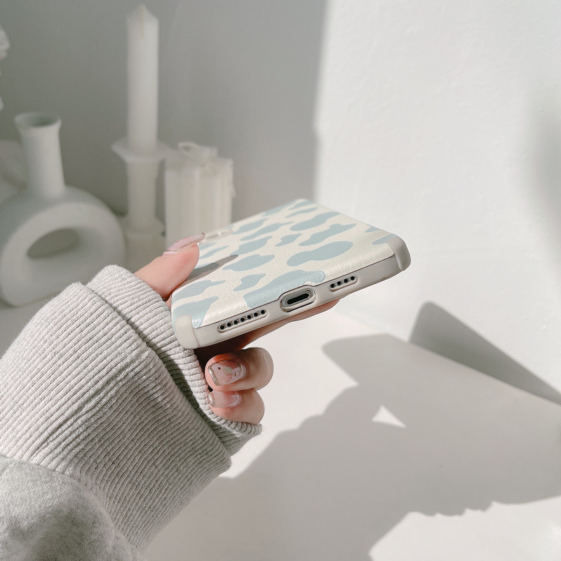 Soft Silicone Cute Casing IPhone 12Mini 12 12Pro 12Pro Max 11 11Pro 11ProMax XS Max XR XS Case for IPhone 8 Plus 6 6S 7 8 6 Plus 6S Plus 7 Plus Fashion Phone Coverins Korean Style Gentle Blue Cow Pattern