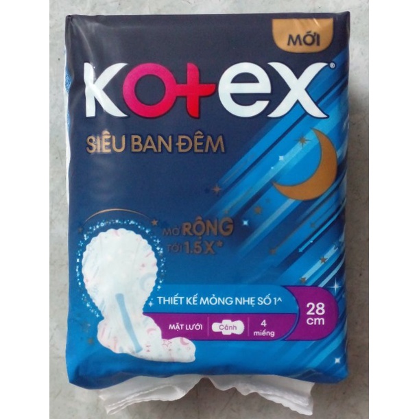 (Mẫu mới-Mặt bông,có cánh)Băng vệ sinh Kotex Style Siêu Ban Đêm 28cm & 35cm.
