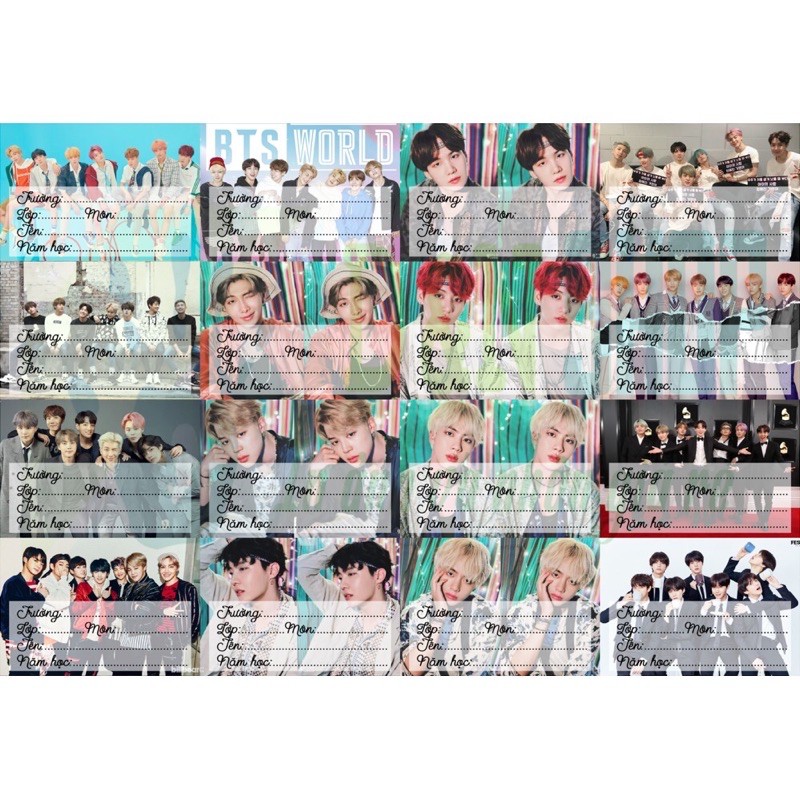 combo 50 nhãn dán BTS