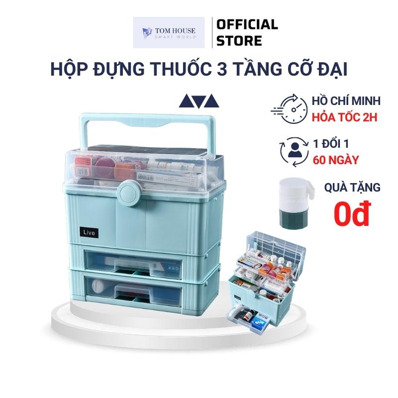 Hộp Đựng Thuốc Gia Đình Y Tế 3 tầng Chia Ngăn Có 2 Ngăn Kéo Nhựa PP Loại 1 TomHouseVN