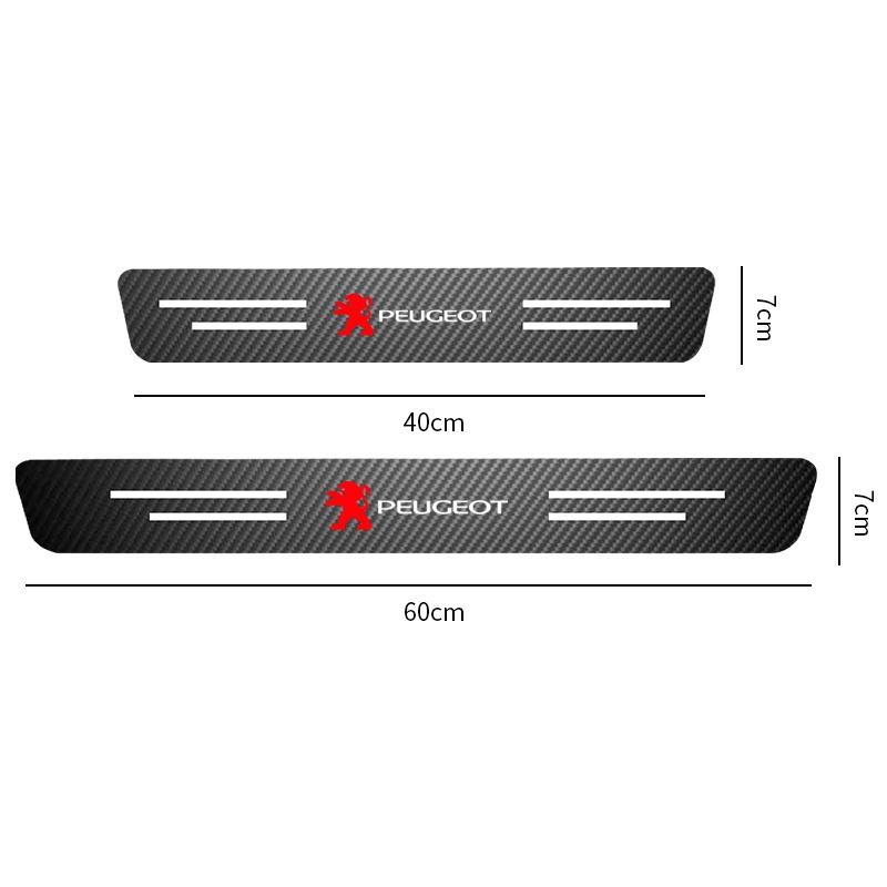 Bộ 4 Miếng Dán In Logo Bằng Sợi Carbon Chống Trượt Cho Xe Hơi Peugeot 206 207 208 306 307 308 407 408 508 2008 3008