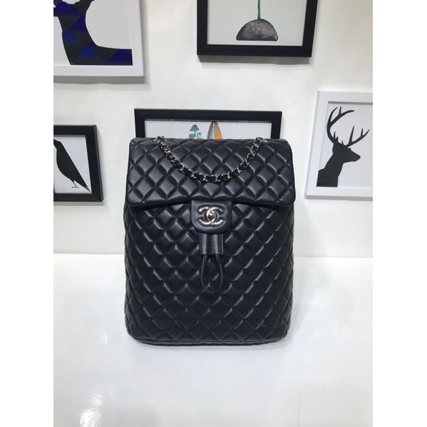 balo thời trang đeo vai da bò mềm hoạ tiết thêu hình con thoi khoá logo 𝘾𝙝𝙖𝙣𝙚𝙡 CN 𝘾𝙝𝙖𝙣𝙚𝙡