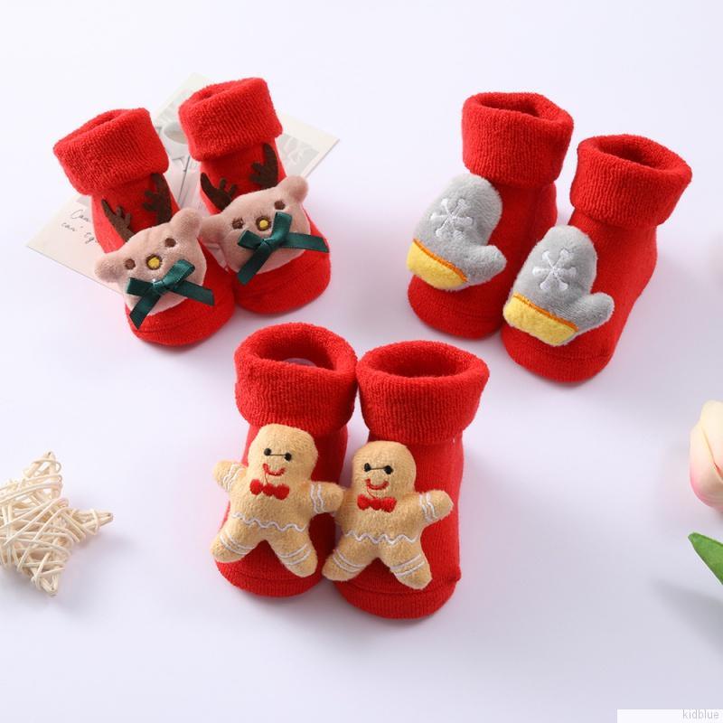 Vớ cotton hoạt hình Giáng sinh dễ thương chống trượt cho bé sơ sinh 0-1 tuổi
