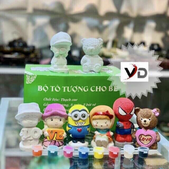 Bộ Tô Tượng Thạch Cao Cho Bé ,10 Tượng , Kèm Màu  Và Bút ,Bát Tràng