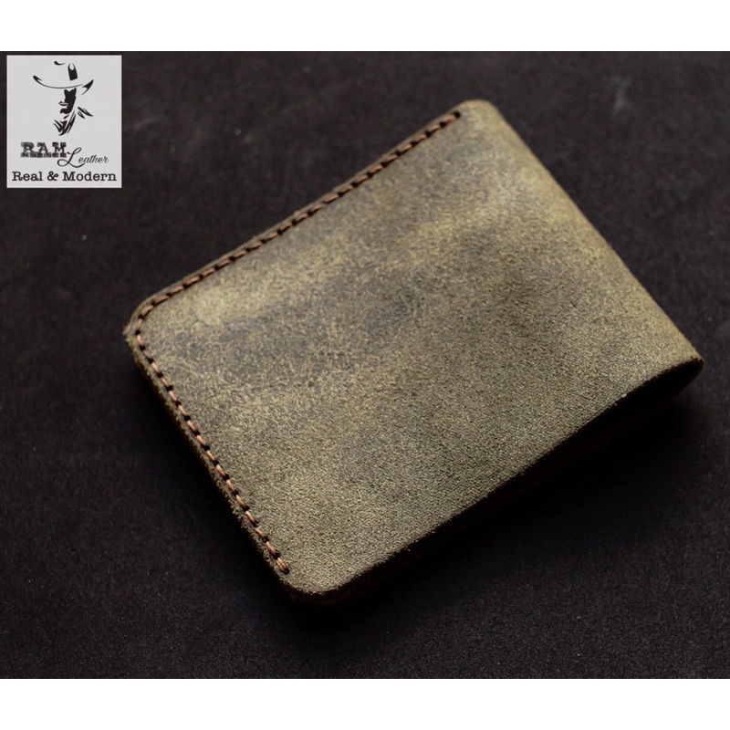 Ví nam nữ RAM Leather handmade da bò cao cấp simple xanh rêu vintage