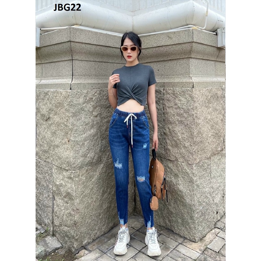 Quần Jeans Baggy Rách Lưng Chun Co Giãn JBG22