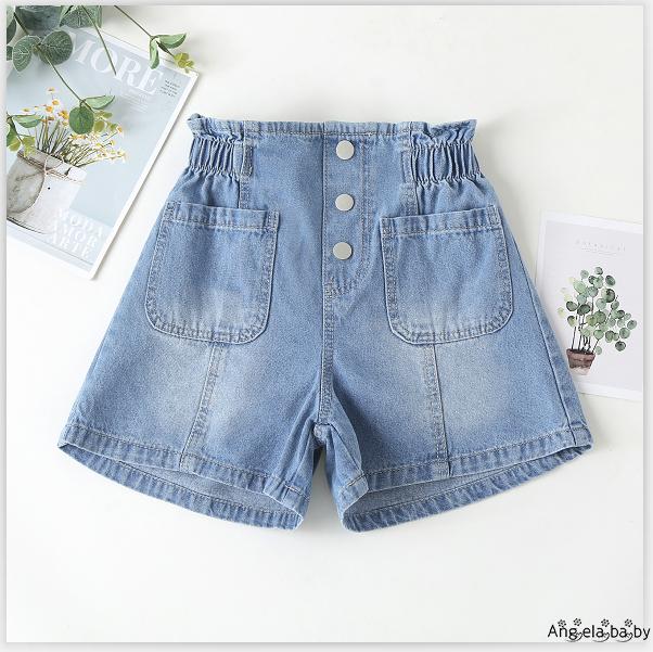 Quần Short Jeans Ống Rộng Cho Bé Gái
