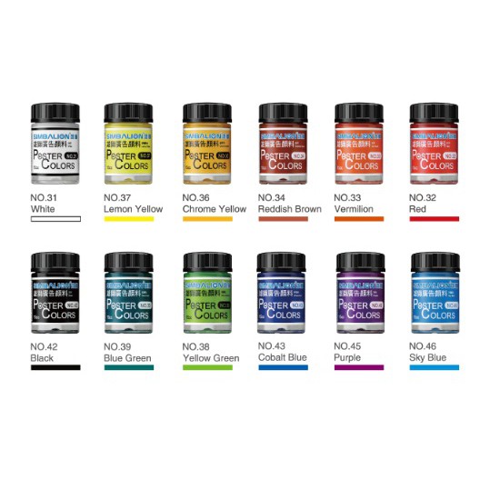 Màu vẽ Poster,màu nước Simbalion lọ 15ml,màu lẻ ,màu bột,tô tượng,vẽ tranh,vẽ đa dạng vật dụng