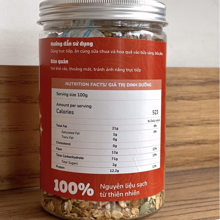 Granola siêu hạt giảm cân 500 gram/Ngũ cốc ăn kiêng mix hạt điều óc chó và hạnh nhân Tiệm Cô Pu