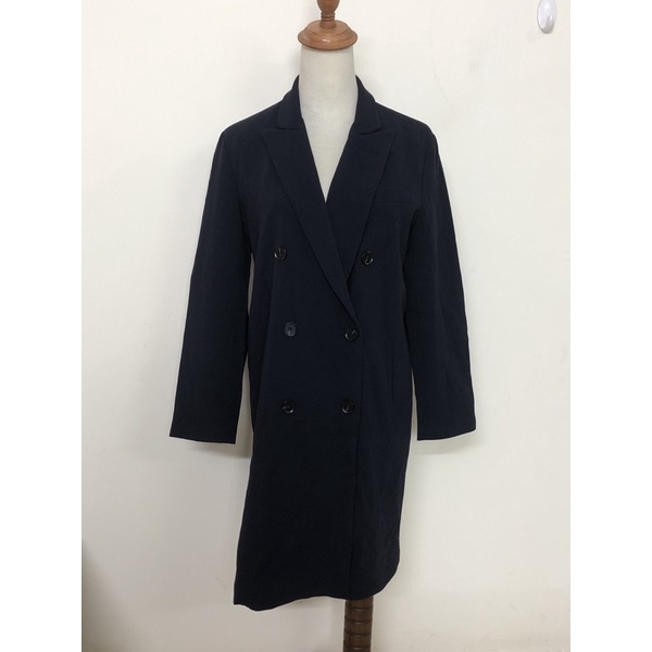 size M to áo khoác măngto vest blazer dáng dài vải dày màu xanh đen mới ok 2hand
