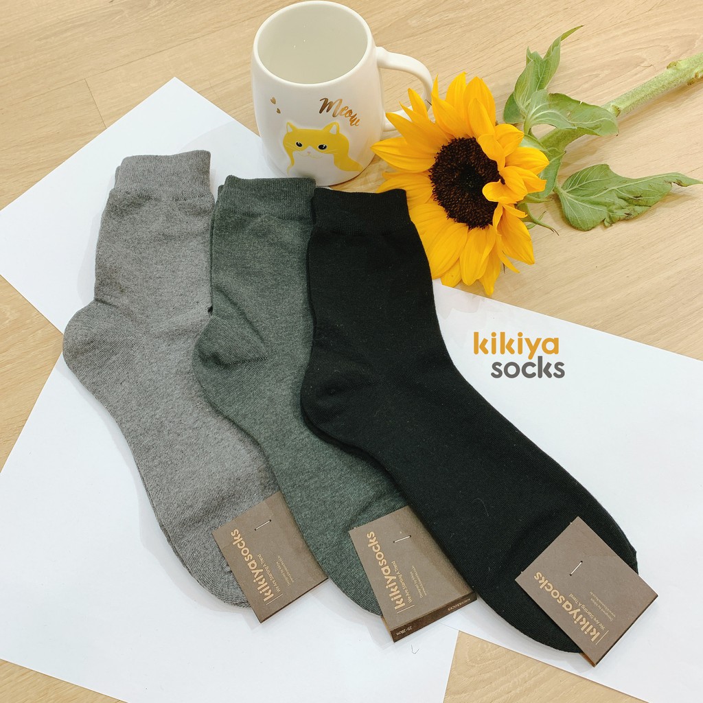 Tất vớ nam cotton cổ cao Kikiya cao cấp Hàn Quốc M-C-029 (Chính Hãng)