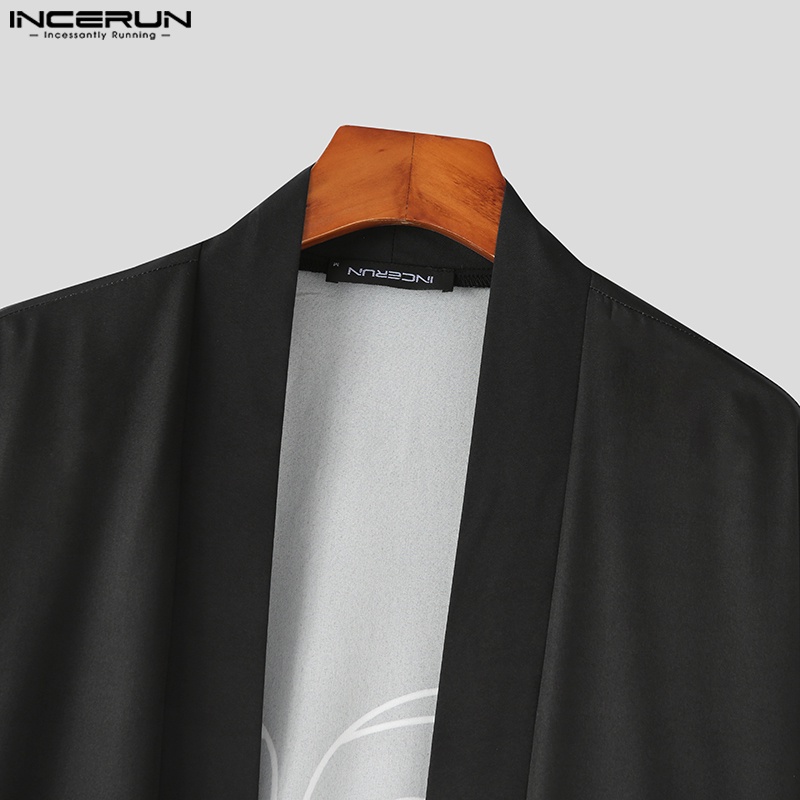 Áo khoác kimono Incerun mềm in họa tiết trừu tượng thời trang Harajuku cho nam