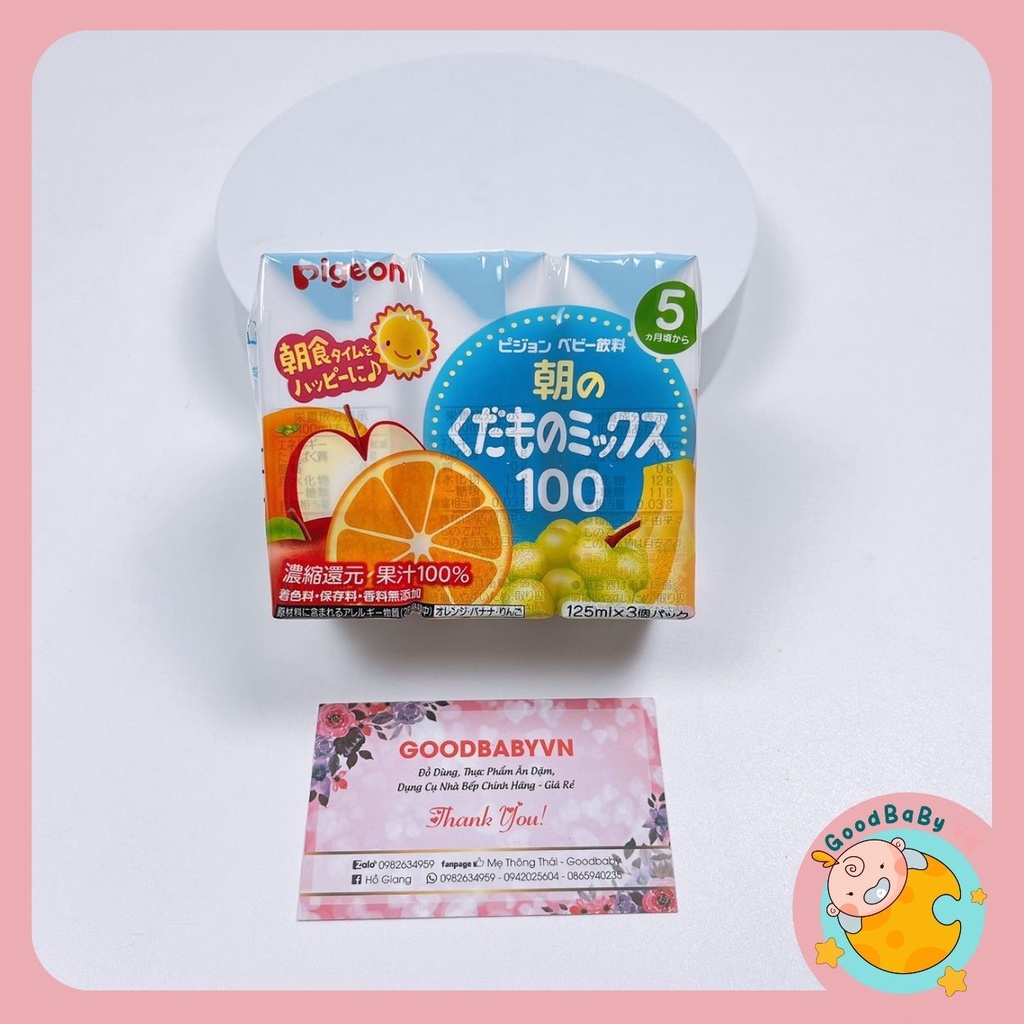 Nước ép rau củ,hoa quả cho bé WAKODO , PEGION ( lốc 3 hộp x 125ml) nhật bản Goodbabyvn