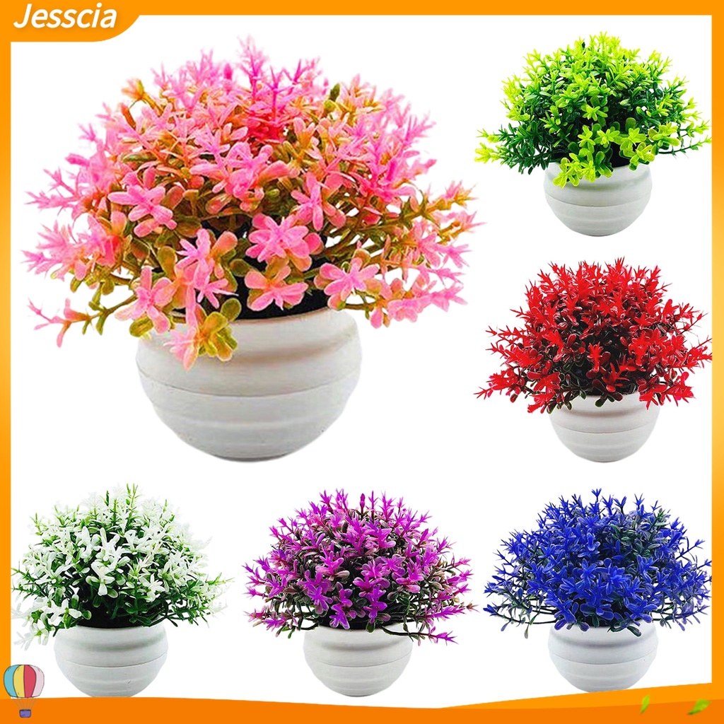 Jessica| 1 Bộ Chậu Cây Nhân Tạo Bằng Nhựa Để Bàn Trang Trí Ngoài Trời
