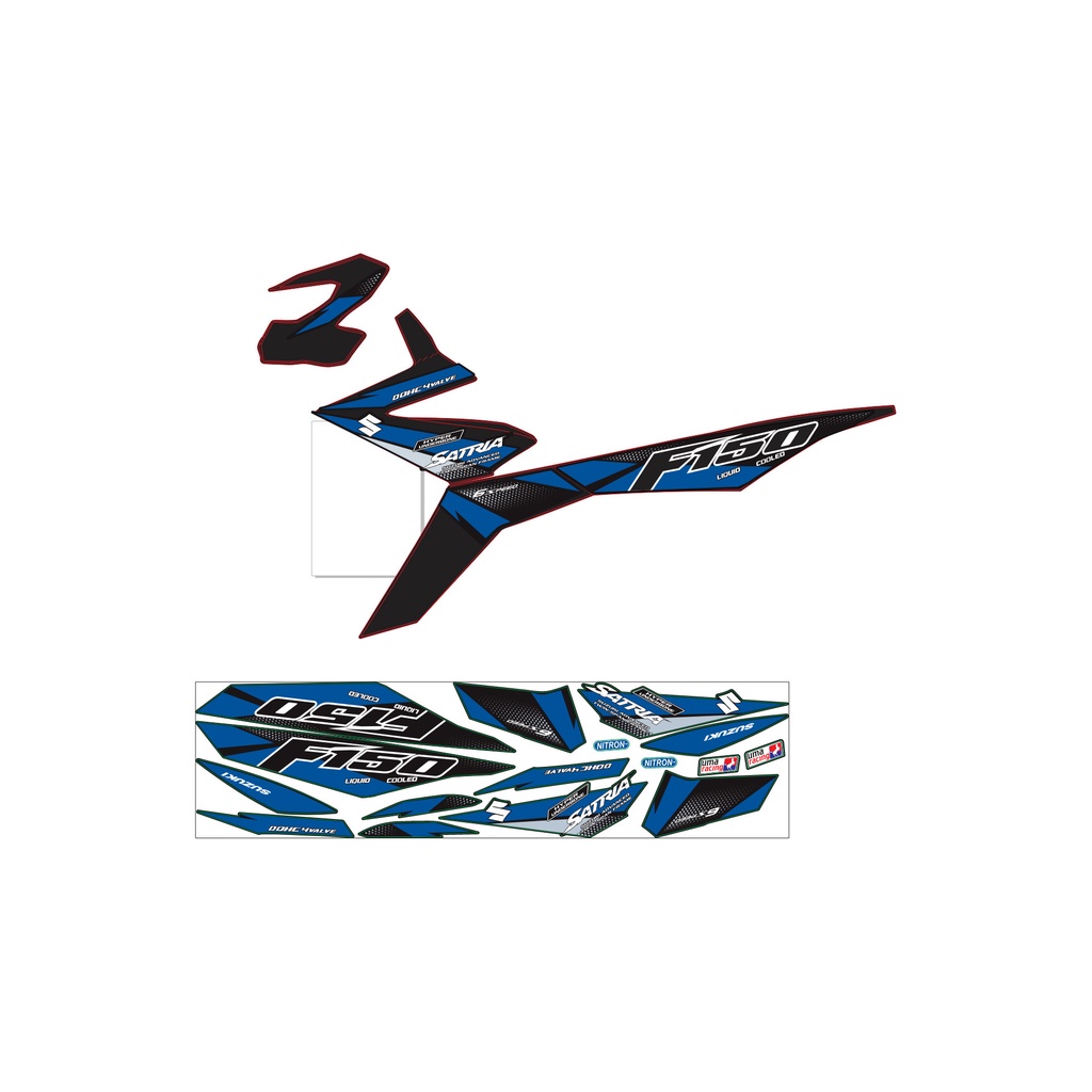 Tem Rời Satria mẫu zin màu đen xanh trắng xám