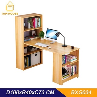 Bàn làm việc cao cấp kèm kệ sách Tâm house mẫu mới 2018 BXG034