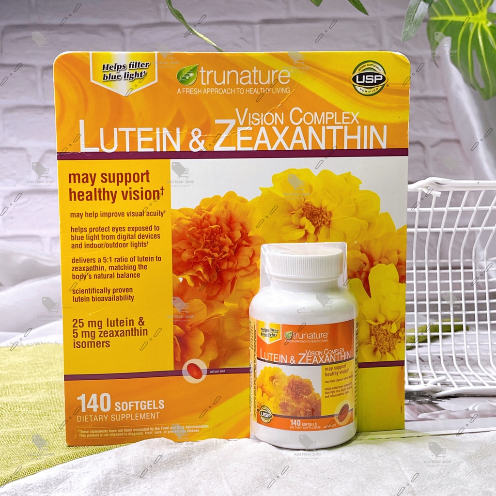 Viên uống bổ mắt Trunature Lutein & Zeaxanthin, hộp 140 viên chính hãng Mỹ, giúp nuôi dưỡng, bảo vệ đôi mắt sáng khỏe