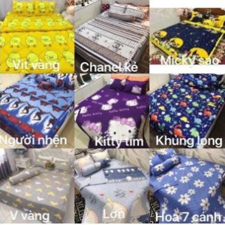 Chăn hè ga gối 1m6 cotton poly set 4 món mvdv hoa đào