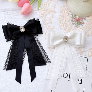 Bow tie collar flower black lace bow ribbon with diamond brooch pin clothing accessories collar pin for women