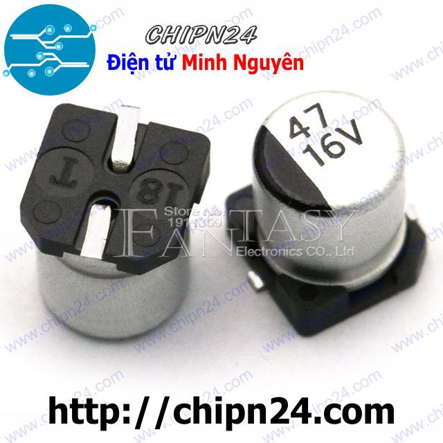 [10 CON] Tụ nhôm 47uF 16V 5x5.5mm [SMD Dán]