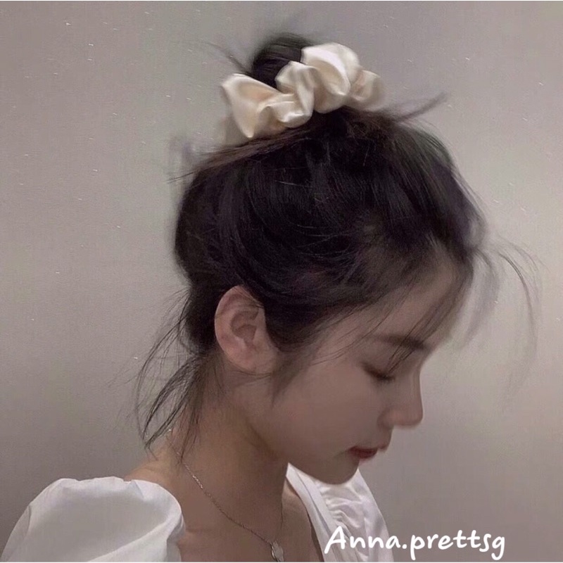 Scrunchies dây cột tóc vải trơn cao cấp xinh xinh