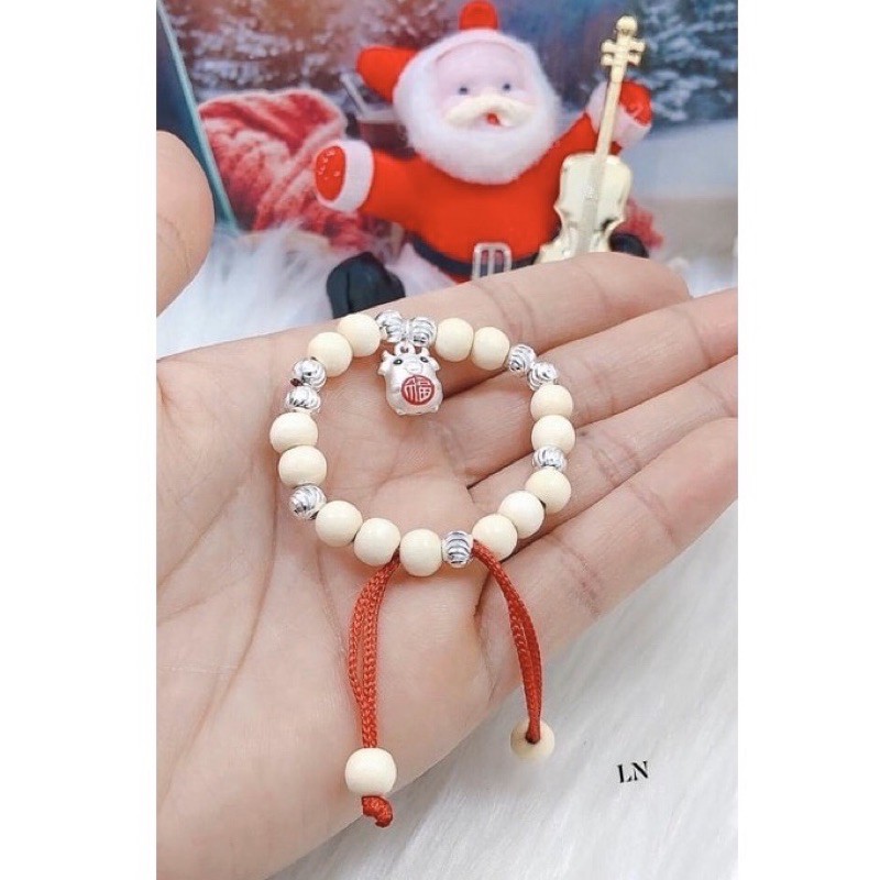 Charm trâu bạc hạnh phúc,Charm treo trâu bạc chữ phúc Tân Sửu 2021-Minh Tâm Jewelry
