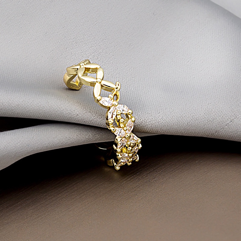 Nhẫn hở đính đá zircon ngọc trai nhân tạo phong cách Hàn Quốc sang trọng thời trang cho nữ