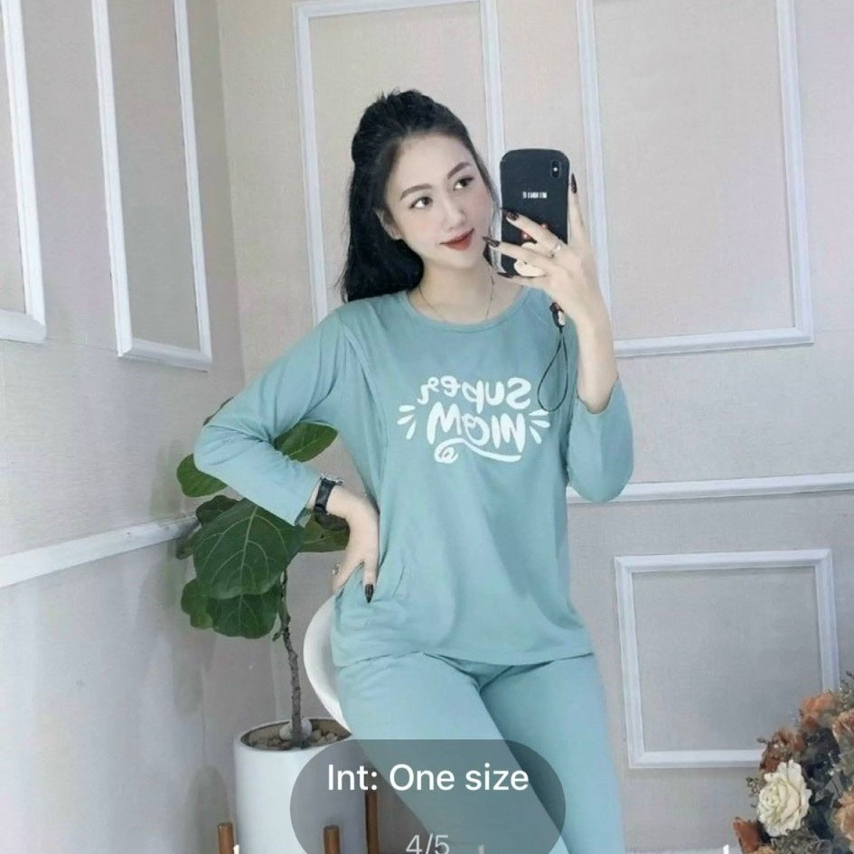 Bộ bầu - sau sinh -chất liệu thun cotton- mặc nhà thời trang ( SUPEMOM - Dài)