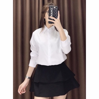 Sơ mi trắng và đen uni