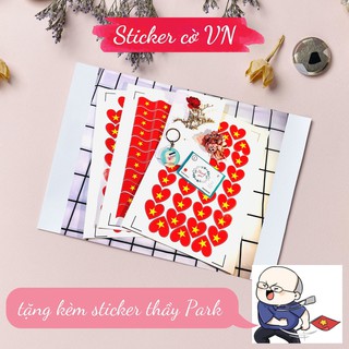 44 Sticker hình dán Cờ Việt Nam (tặng hình dán Park Hang Seo)