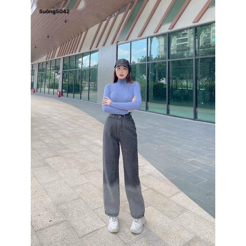 [VIDEO+FREESHIP ] QUẦN JEANS ỐNG RỘNG NỮ LƯNG CAO LAI CUỐN LOANG MÀU XÁM TRẮNG CHÂN MỀM MỊN DÀY DẶN CỰC PHÁ CÁCH NITIQC