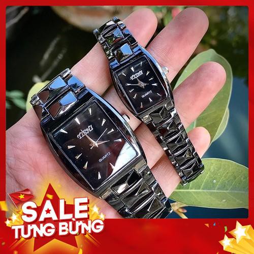 (Giá sỉ) Đồng hồ thời trang nam nữ Yishi mặt chữ nhật dây kim loại đen cực đẹp -Hàng nhập khẩu