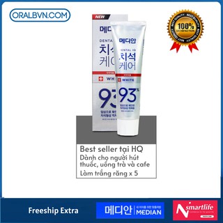 Kem Đánh Răng Hàn Quốc Median 93% 120g màu trắng LÀM TRẮNG RĂNG, siêu trắng, trắng gấp 5 lần kem đánh răng thông thường