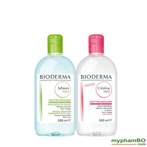 Nước Tẩy Trang Bioderma Crealine H2O Solution Micellaire Nắp Nhún Màu Hồng 500ml