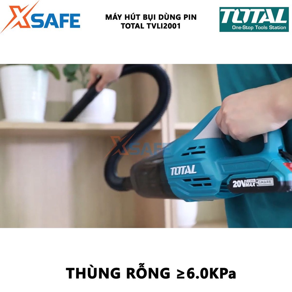 Máy hút bụi pin 20V TOTAL TVLI2001 | Máy hút bụi dùng pin, điện thế pin 20V, khả năng chứa bụi 0.7L - chưa gồm pin sạc
