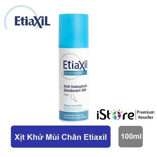 Xịt khử mùi chân Etiaxil Khử mùi, ngăn ngừa mồ hôi chân - Etiaxil Déodorant Anti-Transpirant 48h Pieds 100ml