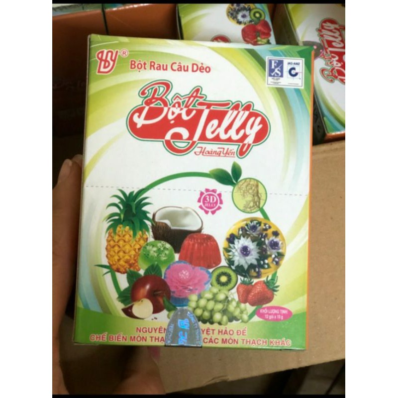 Thùng thạch rau câu dẻo Jelly Hoàng Yến 12 hộp x 12 gói