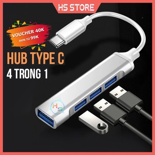 Bộ chia cổng Hub Type-C/Hub sang USB 2.0, USB 3.0 4 trong 1 cho Laptop, Máy tính bảng, Điện thoại