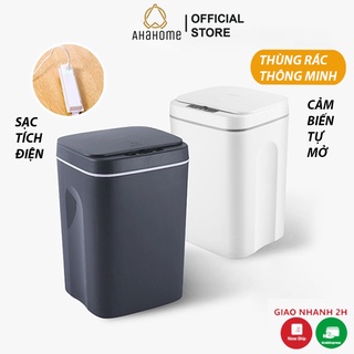 Thùng rác cảm ứng tự động thông minh ahahome sạc tích điện 3 chế độ chống nước tốt