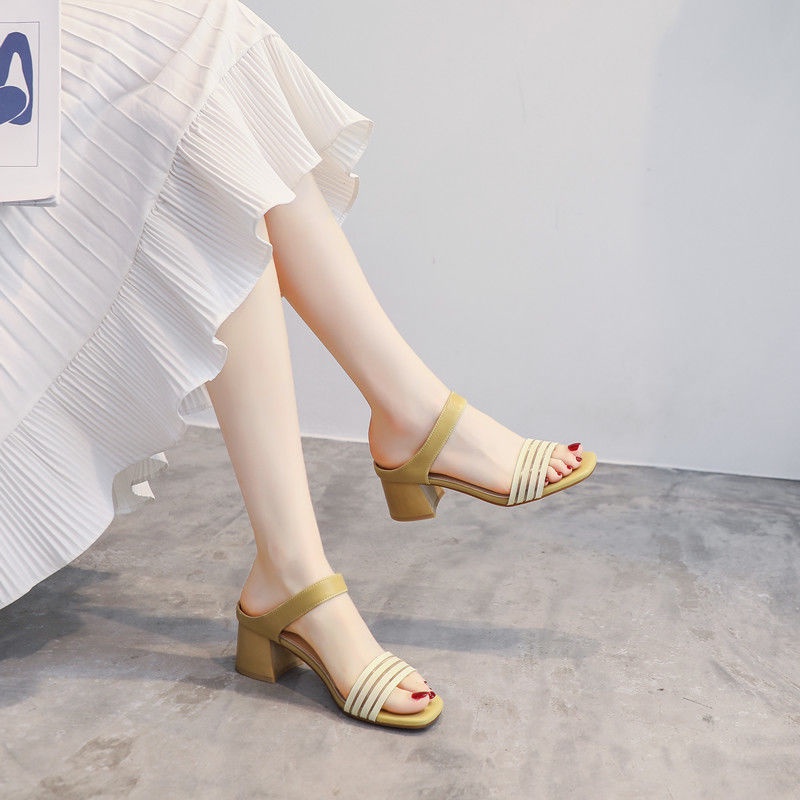 Dép Cao Gót Nữ 5 cm Thiết Kế Độc Đáo Dệt Trên CỬA HALEY STORE