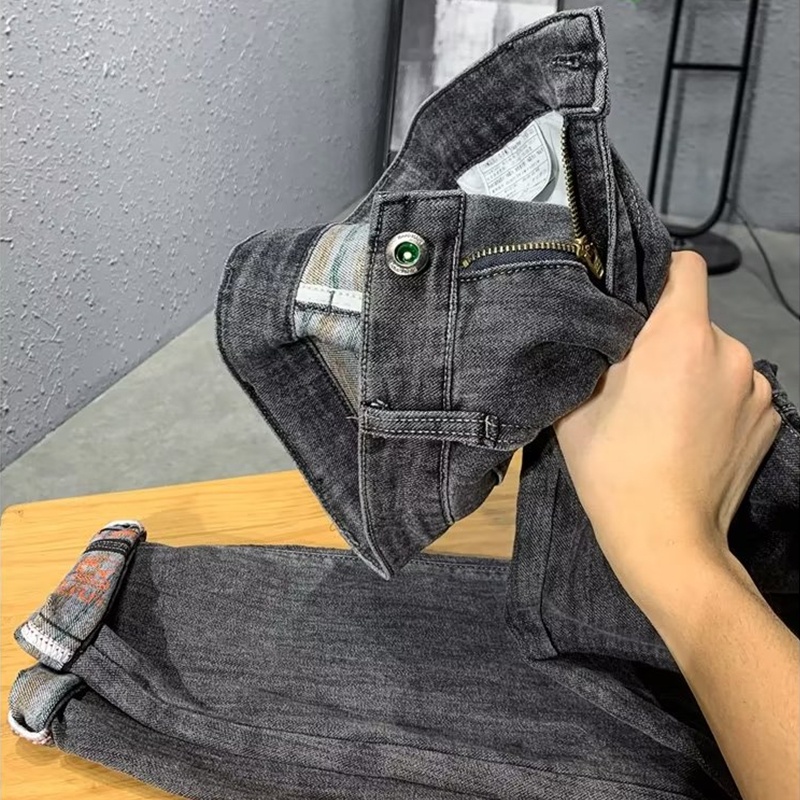 Quần Jean Dài Dáng Ôm Ống Thẳng Thiết Kế Đơn Giản Thời Trang Xuân Thu Cao Cấp Cho Nam