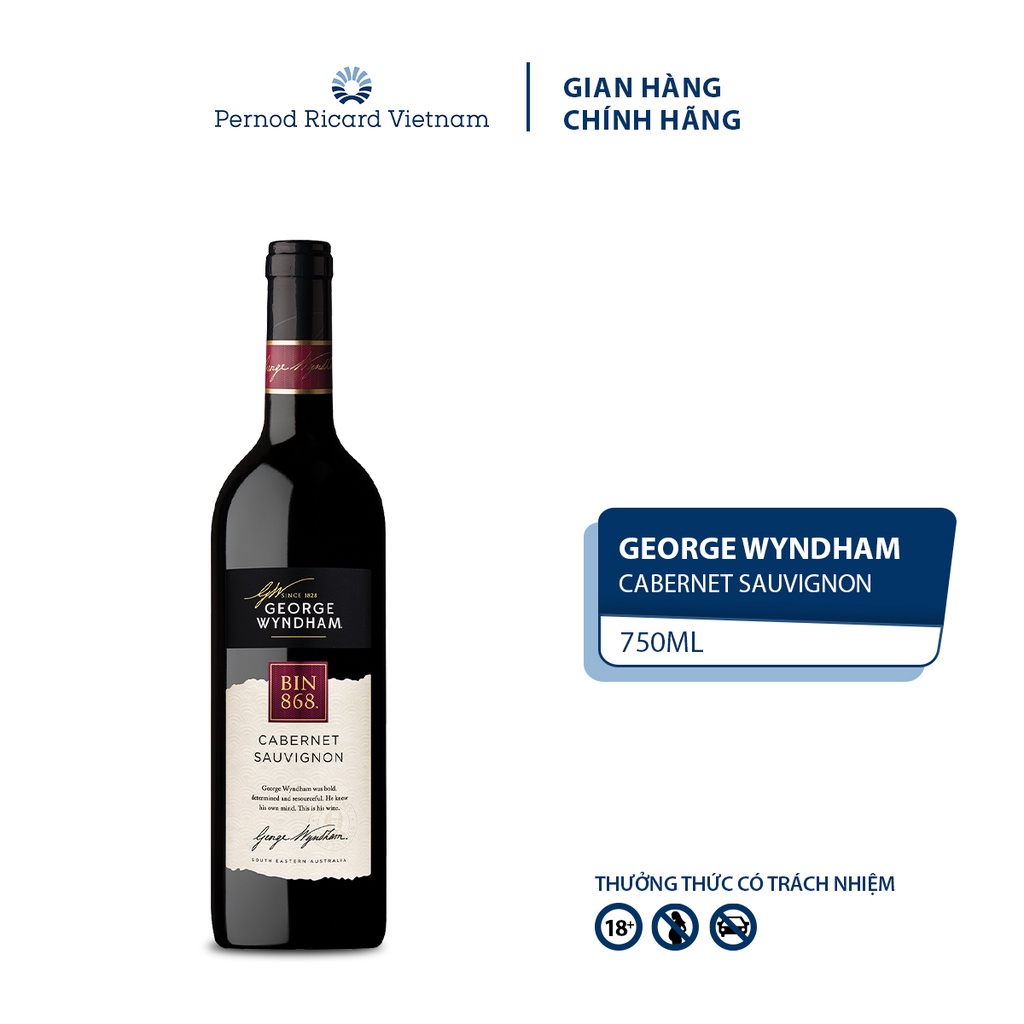 Rượu Vang Đỏ George Wyndham Bin 868 Cabernet Sauvignon nồng độ Alc 14.5% 750ml Không Kèm Hộp