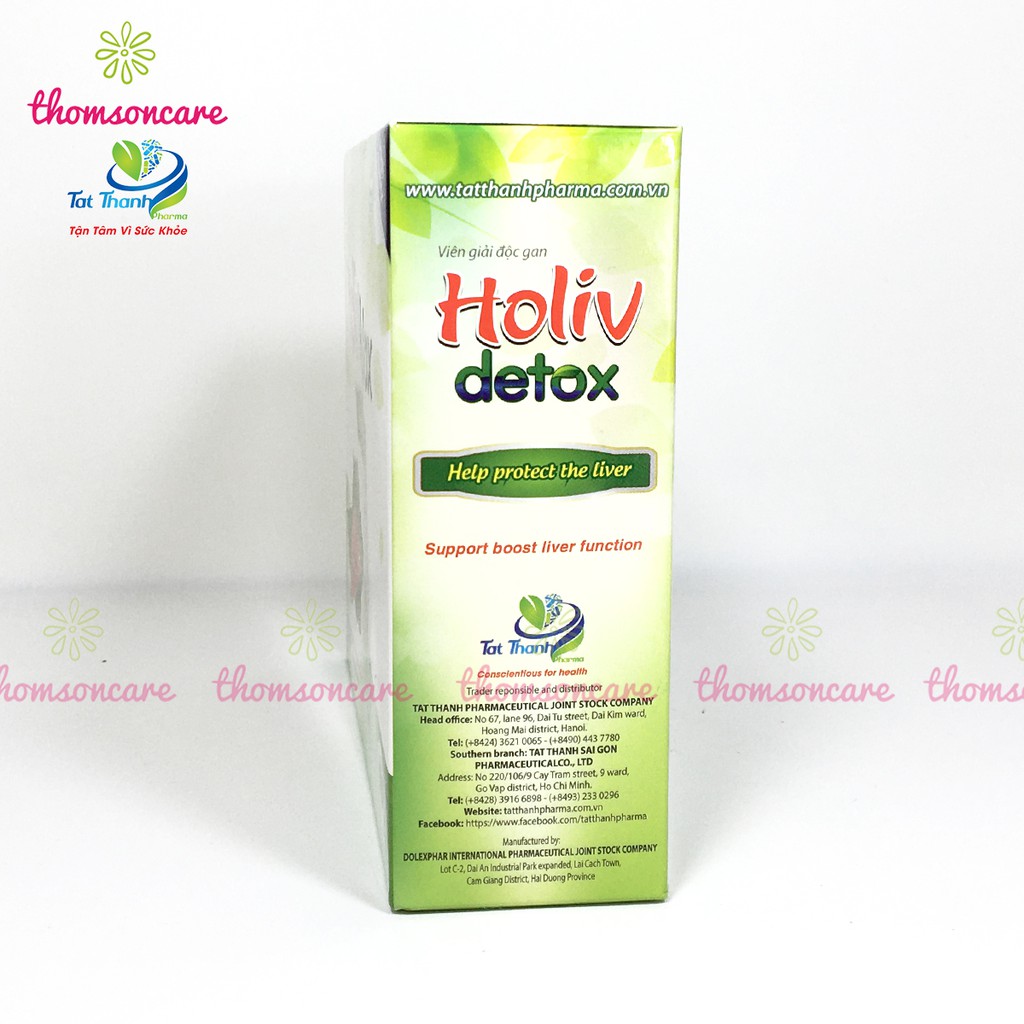 Giải độc gan Holiv detox - hỗ trợ bảo vệ gan - Hộp 60 viên từ cao kế sữa, diệp hạ châu và thảo dược