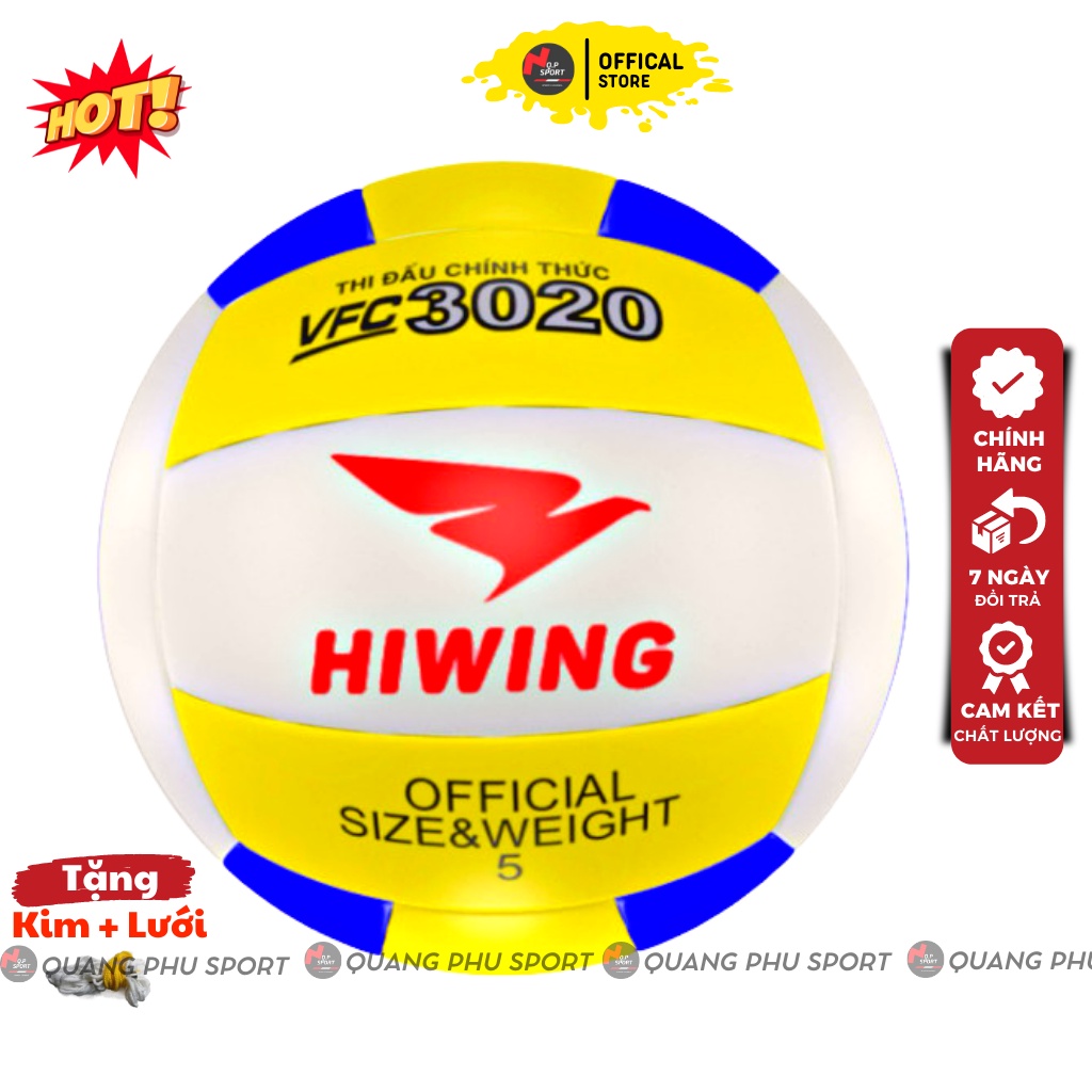 Quả Bóng Chuyền Da Hiwing Tiêu Chuẩn Thi Đấu Size 5 Cao Cấp Giá Rẻ_Tặng Kim+ Lưới