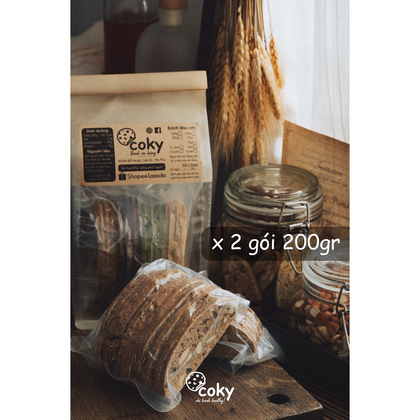 Bánh Biscotti ăn kiêng nguyên cám Cà phê, bánh cho người tiểu đường